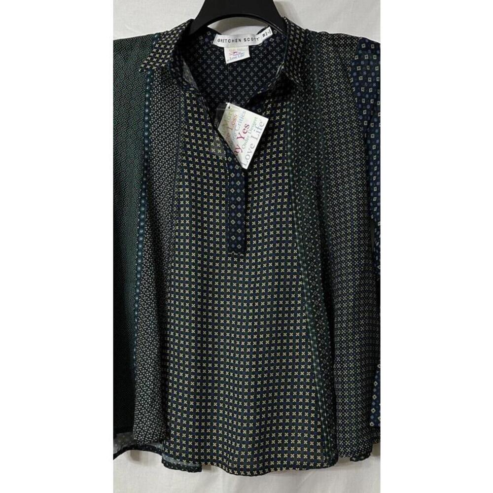 NWT Gretchen Scott Long Sleeve Half Button Polyester Top Blouse Shirt Size M - Picture 3 of 13